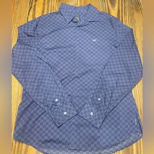 Armani Exchange Navy Checkered Button Down Shirt